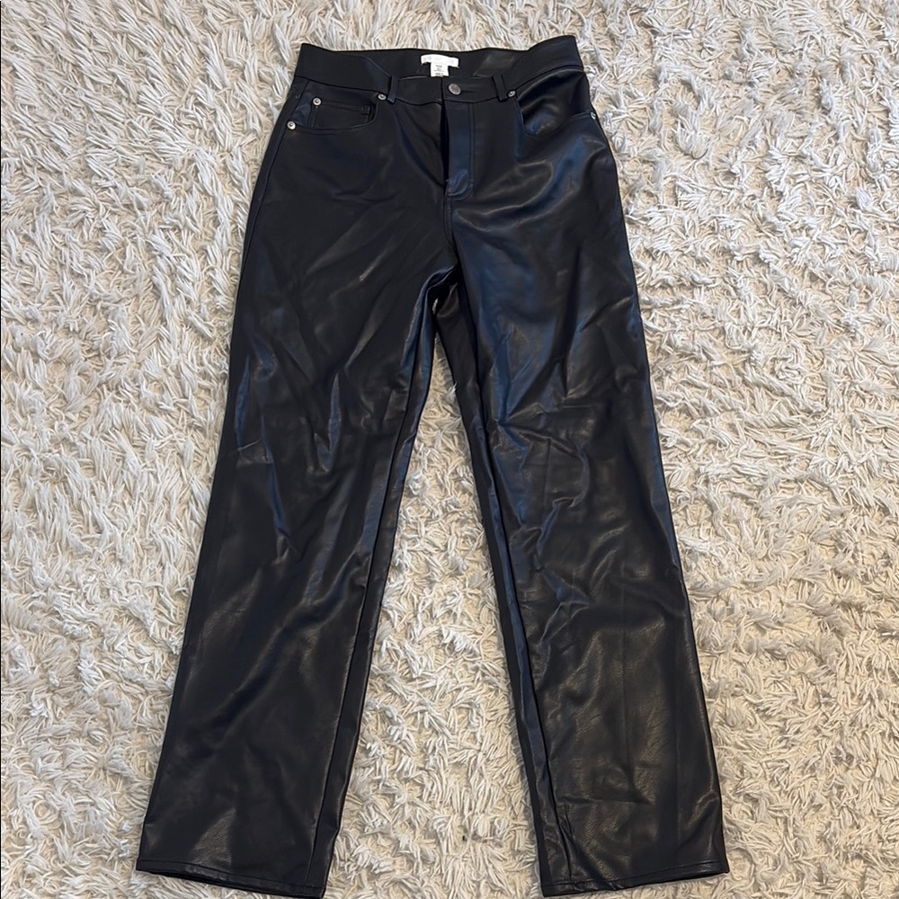 Chic Black Leather Look Trousers